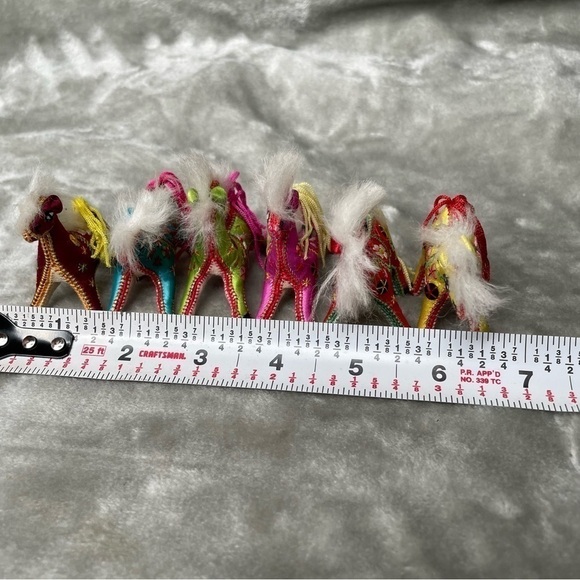 Vintage Hand Embroidered Stuffed Elephant & Horse Holiday Ornaments Lot of 19 - Picture 6 of 12